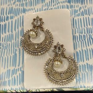 Gold Pearl Drop Chandbali Earrings - Unbranded